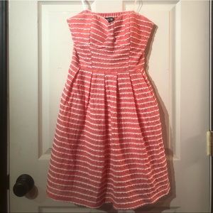 Pink Strapless Dress With White Scalloping